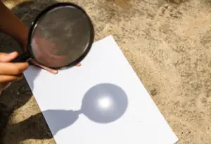 Fire from Sunlight with a magnifying glass